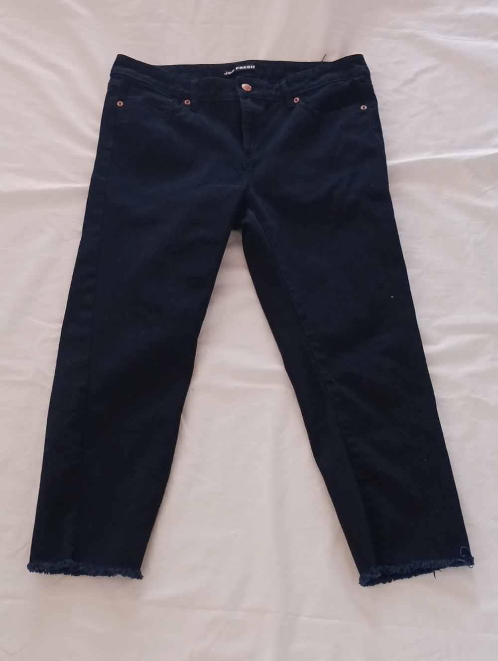 Joe Fresh Navy Cropped Skinny Jeans with Raw Hem